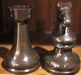 Decorative Knight And Rook Metal Chess Piece Bookends.