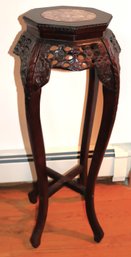 Carved Wood Pedestal With Floral Accents
