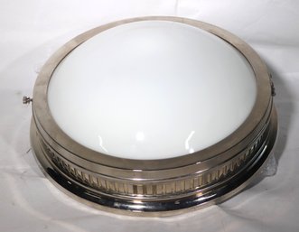 Chrome And Frosted Glass Flush Mount Ceiling Fixture From Urban Archeology, NYC