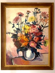 Contemporary French Impressionist Alain A Fournier Still Life With Flowers.