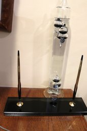 Vintage Cross Pen Set With Stand And Glass Thermometer