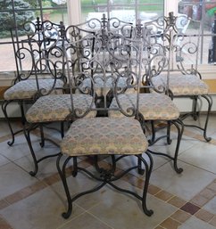 Set Of 6 Heavy Wrought Iron Dining Chairs