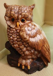 Large Vintage Greenware Ceramic Owl Statue