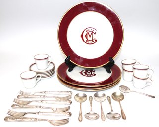 Demitasse Set With Hallmark For 6, 4 Plate Set By Mayer, Beaver Falls Pa & Spoon Set By Northern Goldsmith