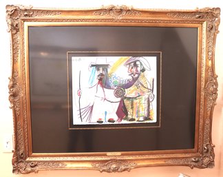After Picasso Limited Ed Color Lithograph 17/300 In Gorgeous Professional Gold Frame With Black Matting.