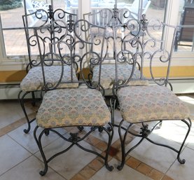 Set Of 4 Heavy Wrought Iron Dining Chairs