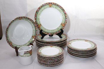 American Atelier  Tuscan Garden Dinnerware Includes 8 Dinner Plates, 7 Salad, 8 Saucers And More