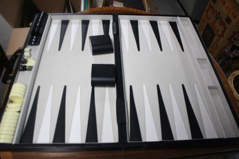Vintage Backgammon Game In Retro Faux, Leather Case