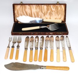 Vintage Firth Stainless Carving Set With Case Includes Assorted Knives With Engraved Detailing