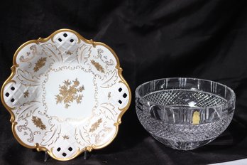 Vintage Rosenthal Porcelain Footed Bowl And Crystal Bowl.