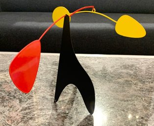 Alexander Calder Style Small Desk Mobile Sculpture In Red, Yellow, And Black