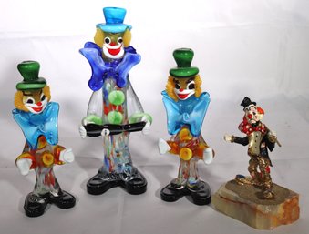 The Larger Clown Is Approximately 5 W X 11 Tall. The Smaller Ones Are 3 W X 9 Tall. The Signed Hitchhiking