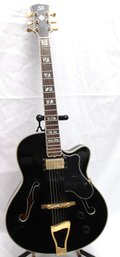 SX Two Way Truss Rod Custom Hollow Body Black Guitar Model Number 20438404 With Mother Of Pearl Inlay