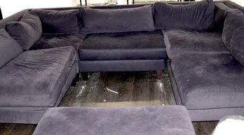 Large Black Oversized 6-piece U Shaped Sectional With Ottoman Removable Zipper Covers