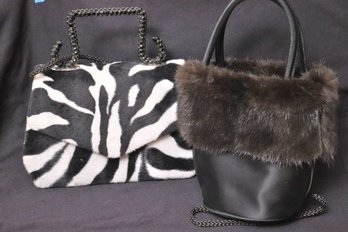 Melony Pouch Style Hand Bag And Zebra Striped Bag