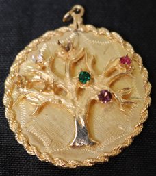 14K YG Tree Of Life Pendant With Multicolored Accent Stones