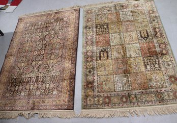Two Oriental Style Machine Made Area Rugs In Earth Tone Colors