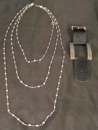 Henri Bendel NY Long Dual Strand Necklace/lariat That Is 28 Inch Long, Rose Tone Mohair Strap Bracelet