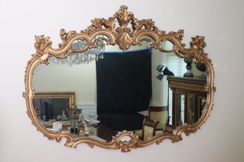 Beautiful Large, Gilded Mirror With Floral Highlights, Great For Over A Mantle Or Large Foyer.