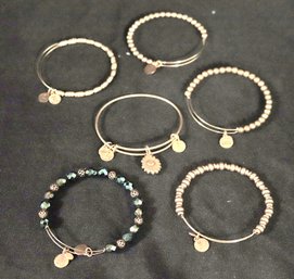 Collection Of 6 Alex And Ani Fashion Bracelets Approximately 2.5 Diameter.