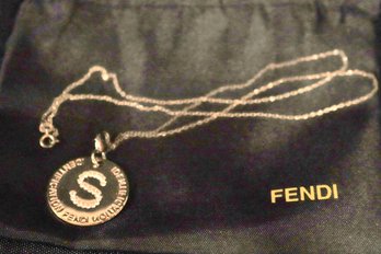 Fendi Bling S Sparkle Charm/pendant Approximately 1diameter, The Chain Is Approximately 18 Inches  Long