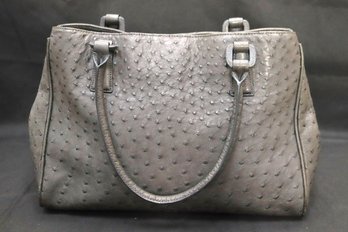 Byron NY Steel Gray Genuine Ostrich Designer Handbag Including A Dust Cover