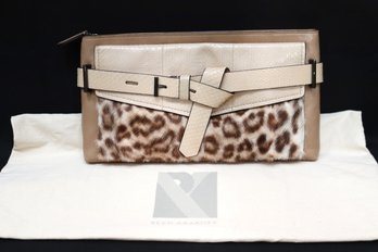 Reed Krakoff Designer Genuine Leather Handbag With Fur Accent Includes A Dust Cover