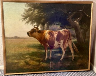 Carleton Wiggins Painting On Canvas Of Cow In Pasture