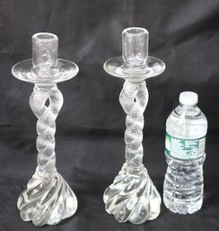 Retro Hollywood Regency Style Glass Candle Holders