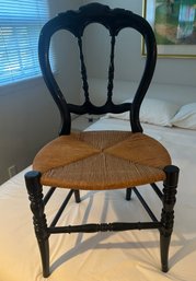 1900's Style Black Desk Chair With Rush Seat Measures