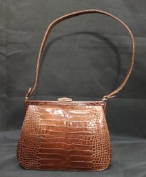 Retro Style Genuine Crocodile Leather Handbag With Shoulder Strap