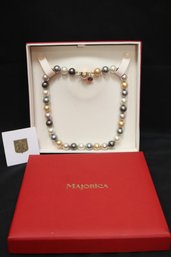 Majorica Designer Necklace With 925 Silver Clasp Including Original Box