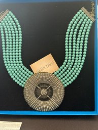 Heidi Daus 16-20 Inch Belgian Disc 6 Strand Beaded Crystal Deco Necklace Signed