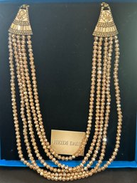 Heidi Daus 38 Inch 4 Section 3 And 5 Strand Beaded Deco Style Drapery Necklace-signed