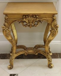 Luxurious Antique Style Side Table, With Curved Legs And Overall Gold Finish