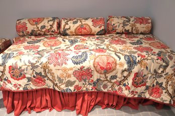 Beautiful Twins Size Custom Comforter W Floral Pattern, Tempurpedic Mattress And Box Spring, Bolster Pillows