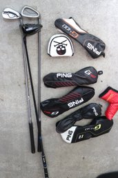 Titleist 9.5 915 D 3 Driver, Cobra & Callaway 8 Irons With Assorted Golf Club Head Covers