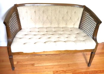 Vintage Wood Settee With Cane, Reupholstering!
