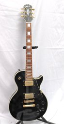 Gibson Epiphone Black And Gold Trimmed Solid Body Electric Guitar Serial Number 197120616