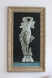 Giclee Of Psyche With Flowers, In A Wide, Silver Color Frame.