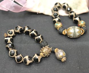 Two Fashionable Beaded Stretch Bracelets By Buddhaluv Designs