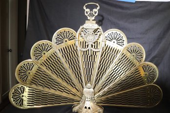 Ornate Vintage Brass Fireplace Fan/screen