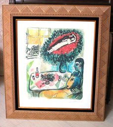 After Marc Chagall Limited Ed Color Lithograph In Custom Modernist Frame