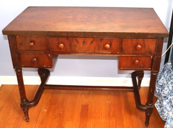 Antique Pegged Wood Crotch Mahogany Wood Desk.