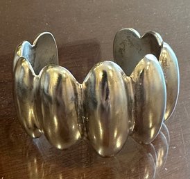 Sterling Silver 6 Inch Bullet Design Cuff Bracelet-Mexico, Signed