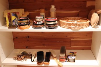 Collection Of Shoe Polish, Brushes And More