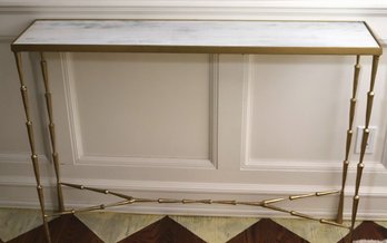 Contemporary Gilded Finished Console With A Marble Insert