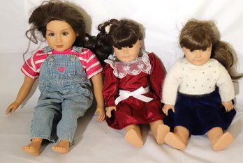 Dolls Include Pleasant Company In Red Dress Is & Sweater With Blue Dress And  My Twin In Overalls