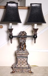 Resin Double Lamp With Lion And Paw Feet