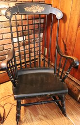 Vintage Stenciled Wood Rocking Chair